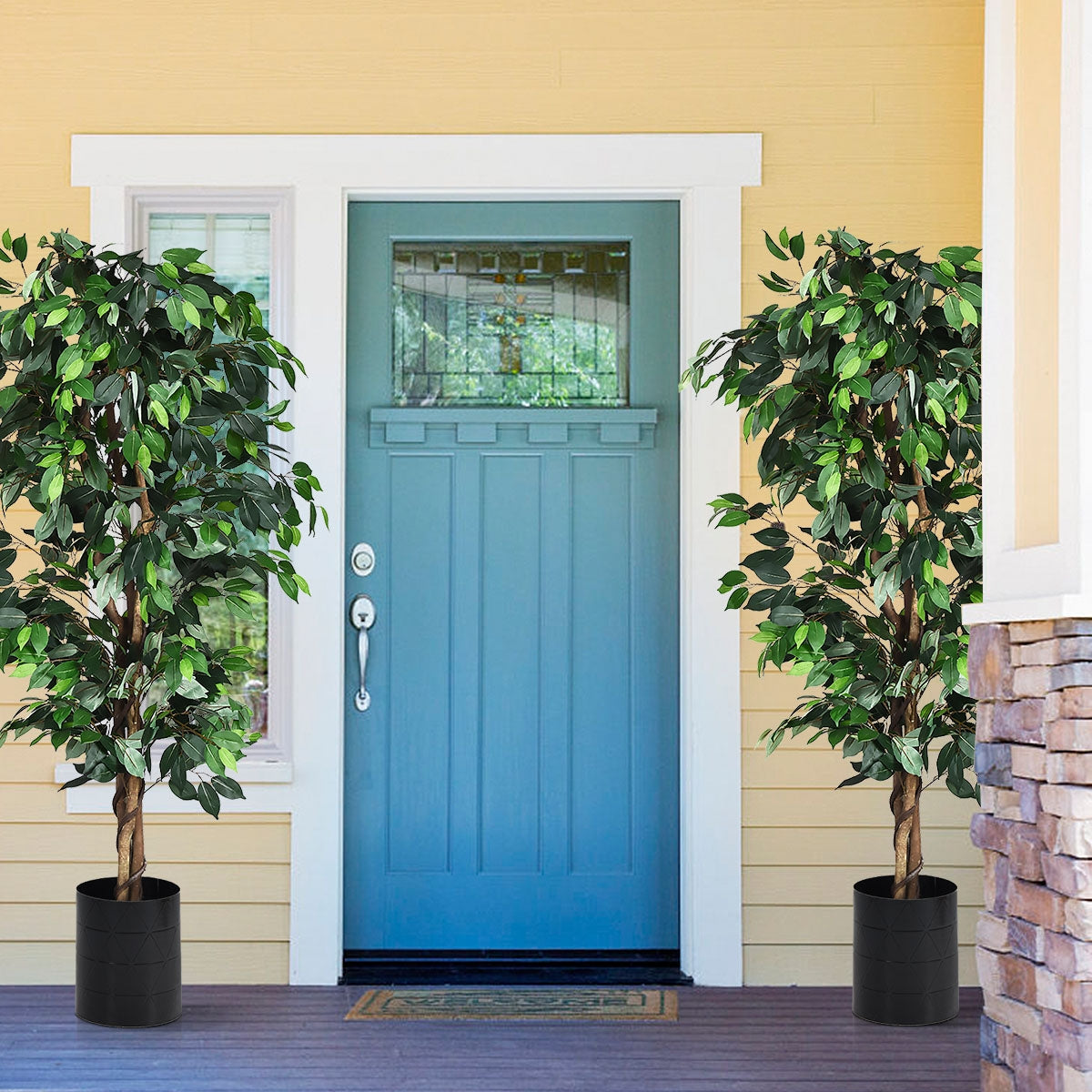 Ficus Artificial con Maceta 1008 Hojas y Tronco Natural Perfecto para Decorar Casa Jardín Oficina Verde 180 cm