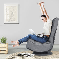Silla a Ras de Suelo Giratoria a 360° Regulable en 5 Posiciones para Videojuegos Adultos Leer Mirar la TV Gris 59 x 75 x 83 cm