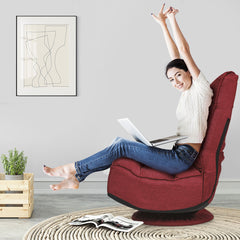 Silla a Ras de Suelo Giratoria a 360° Regulable en 5 Posiciones para Videojuegos Adultos Leer Mirar la TV Rojo 59 x 75 x 83 cm