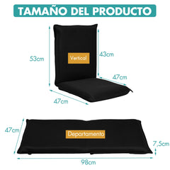 Silla a Ras de Suelo Sillón Reclinable Acolchado Regulable con Soporte Espalda Ideal para Leer Meditar Negro 98 x 47 x 7,5 cm
