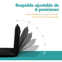 Silla a Ras de Suelo Sillón Reclinable Acolchado Regulable con Soporte Espalda Ideal para Leer Meditar Negro 98 x 47 x 7,5 cm