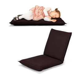 Silla a Ras de Suelo Sillón Reclinable Acolchado Regulable con Soporte Espalda Ideal para Leer Meditar Café 98 x 47 x 7,5 cm