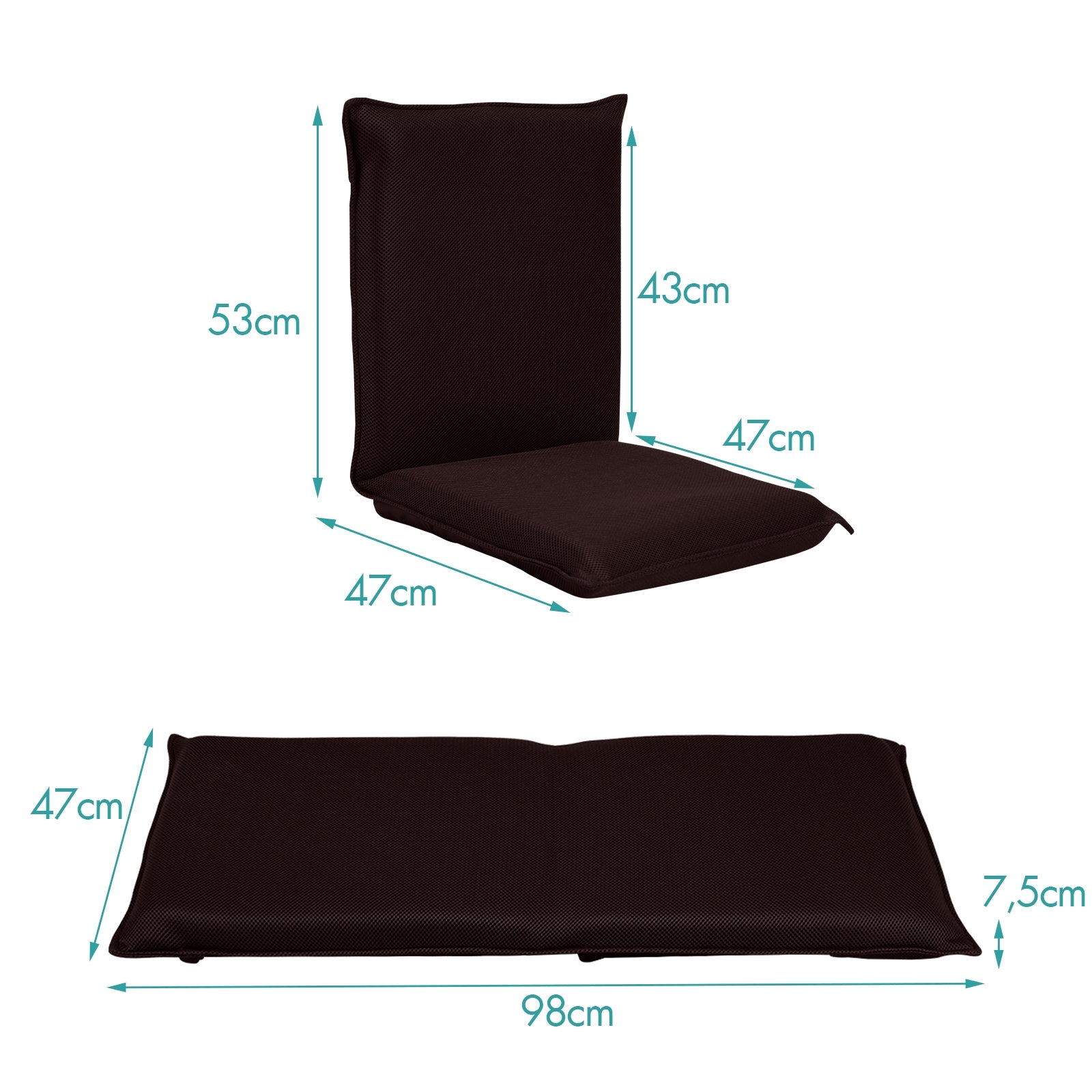Silla a Ras de Suelo Sillón Reclinable Acolchado Regulable con Soporte Espalda Ideal para Leer Meditar Café 98 x 47 x 7,5 cm