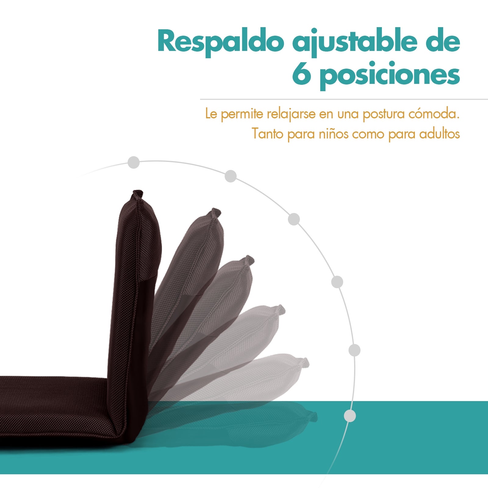 Silla a Ras de Suelo Sillón Reclinable Acolchado Regulable con Soporte Espalda Ideal para Leer Meditar Café 98 x 47 x 7,5 cm