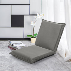 Silla a Ras de Suelo Sillón Reclinable Acolchado Regulable con Soporte Espalda Ideal para Leer Meditar Gris 98 x 47 x 7,5 cm