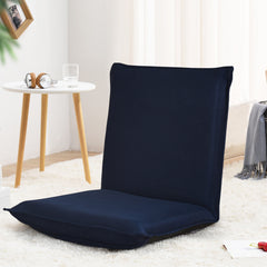 Silla a Ras de Suelo Sillón Reclinable Acolchado Regulable con Soporte Espalda Ideal para Leer Meditar Azul Marino 98 x 47 x 7,5 cm