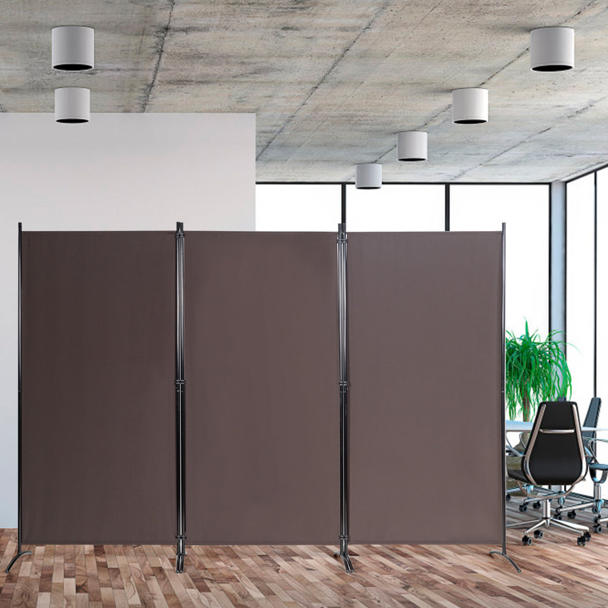 Biombo de 3 Paneles Separador de Ambientes Plegable Divisor Pantalla de Privacidad para Casa Oficina Baño Dormitorio 260 x 183 cm Café