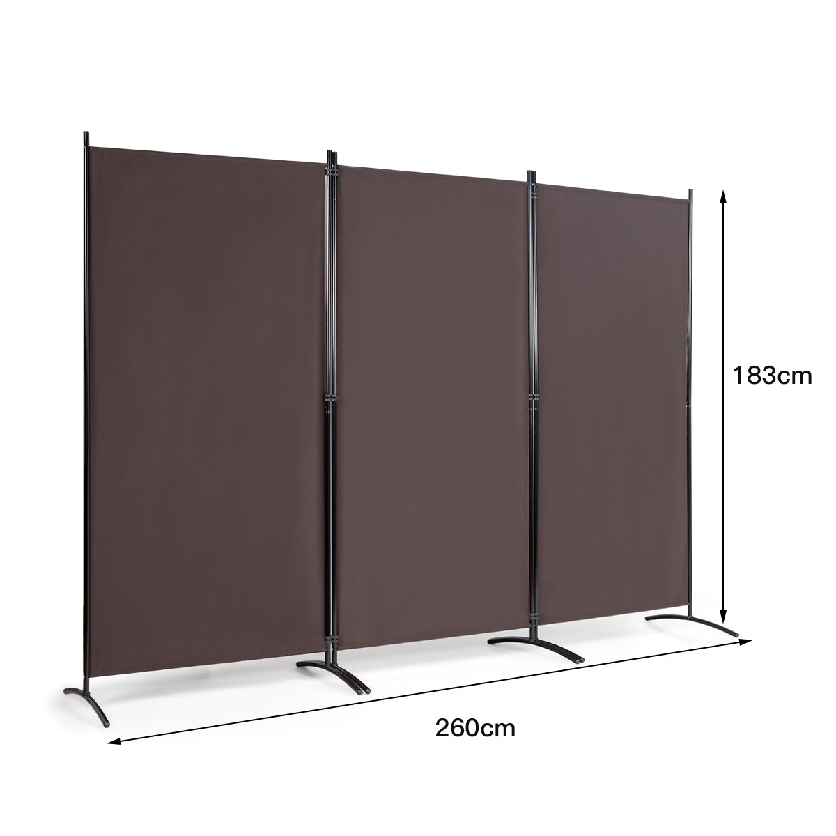 Biombo de 3 Paneles Separador de Ambientes Plegable Divisor Pantalla de Privacidad para Casa Oficina Baño Dormitorio 260 x 183 cm Café