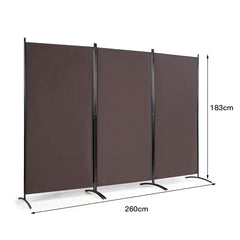 Biombo de 3 Paneles Separador de Ambientes Plegable Divisor Pantalla de Privacidad para Casa Oficina Baño Dormitorio 260 x 183 cm Café