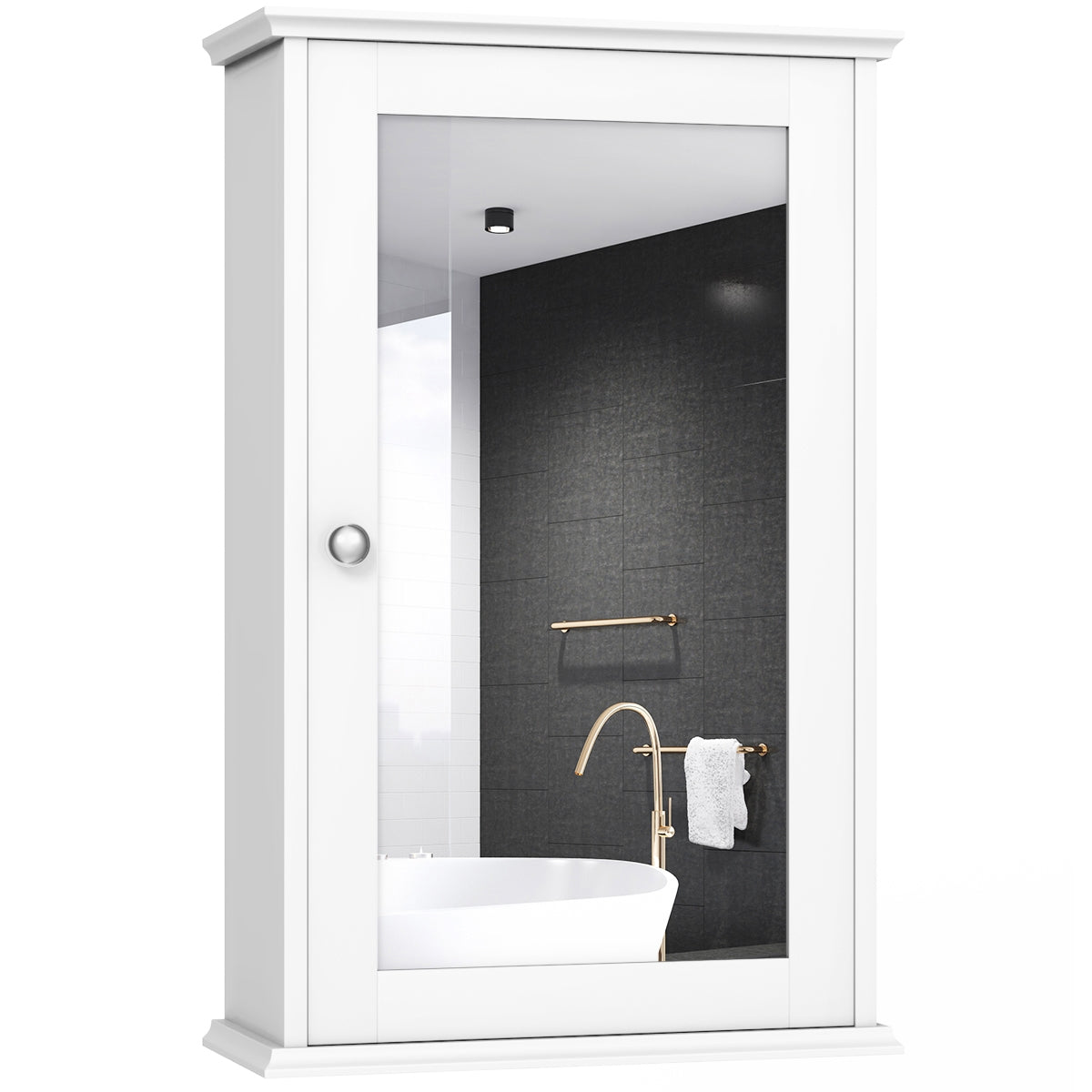 Armario del Baño con Espejo Montado a la Pared con Una Puerta y Repisa Regulable para Casa Baño Cocina Blanco 34 x 15 x 51 cm