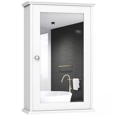 Armario del Baño con Espejo Montado a la Pared con Una Puerta y Repisa Regulable para Casa Baño Cocina Blanco 34 x 15 x 51 cm