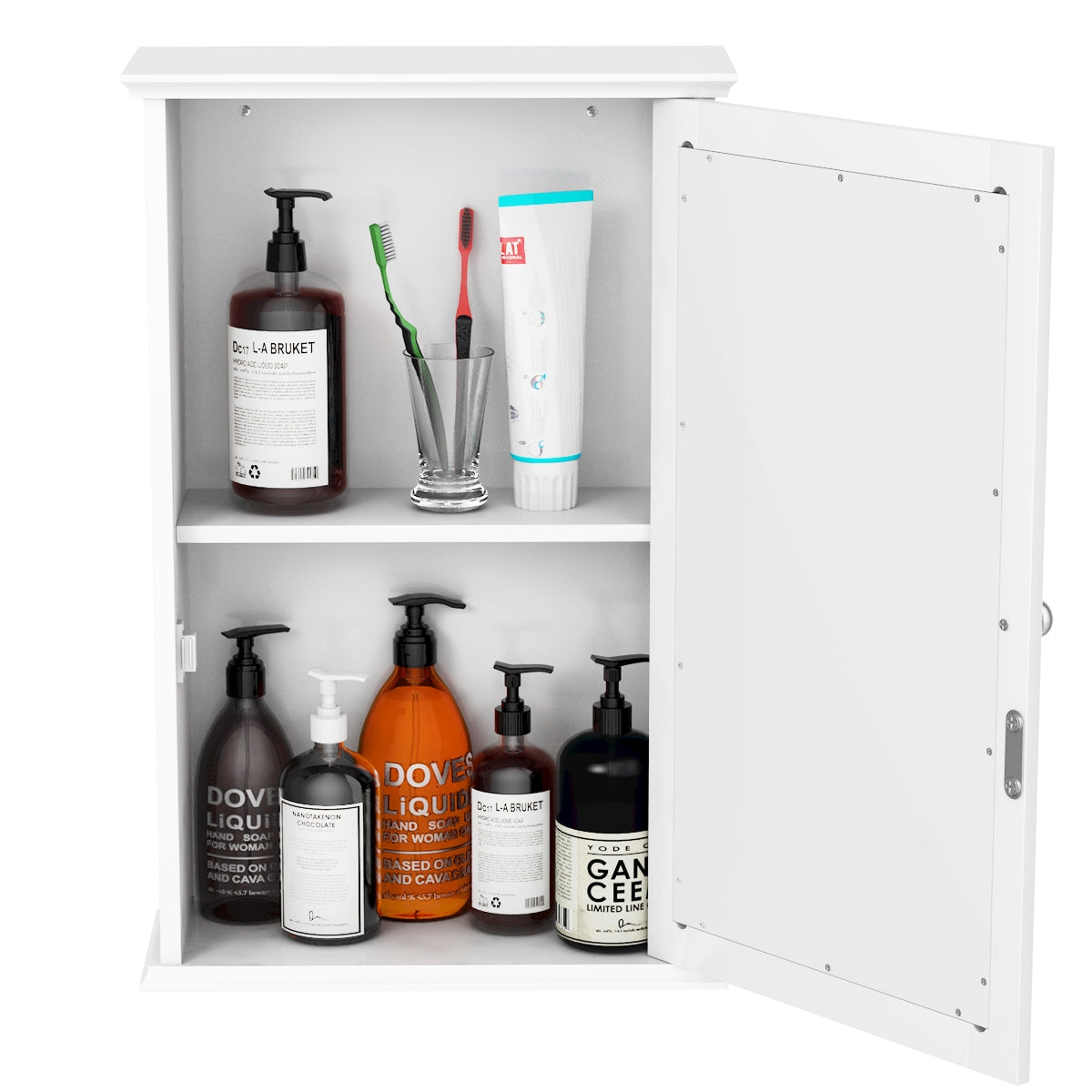 Armario del Baño con Espejo Montado a la Pared con Una Puerta y Repisa Regulable para Casa Baño Cocina Blanco 34 x 15 x 51 cm