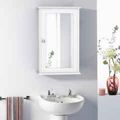 Armario del Baño con Espejo Montado a la Pared con Una Puerta y Repisa Regulable para Casa Baño Cocina Blanco 34 x 15 x 51 cm