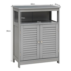 Armario del Baño con Doble Puerta de Persiana y Repisa Regulable para Salón Dormitorio Gris 60 x 30,5 x 80 cm
