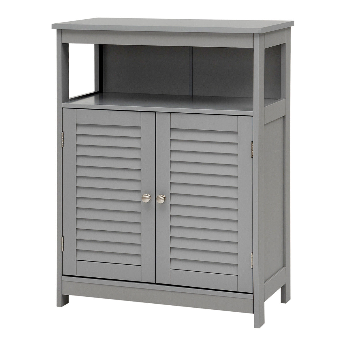 Armario del Baño con Doble Puerta de Persiana y Repisa Regulable para Salón Dormitorio Gris 60 x 30,5 x 80 cm