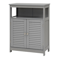 Armario del Baño con Doble Puerta de Persiana y Repisa Regulable para Salón Dormitorio Gris 60 x 30,5 x 80 cm