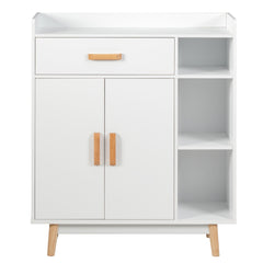 Armario con 1 Cajón 2 Puertas 3 Repisas y 4 Patas de Madera de Goma para Baño Casa y Oficina Blanco 80 x 30 x 95 cm