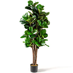 Árbol de Higo Artificial 1,5 m con Hojas en PEVA y Maceta en PP para Decorar Casa y Oficina Verde