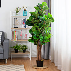 Árbol de Higo Artificial 1,5 m con Hojas en PEVA y Maceta en PP para Decorar Casa y Oficina Verde