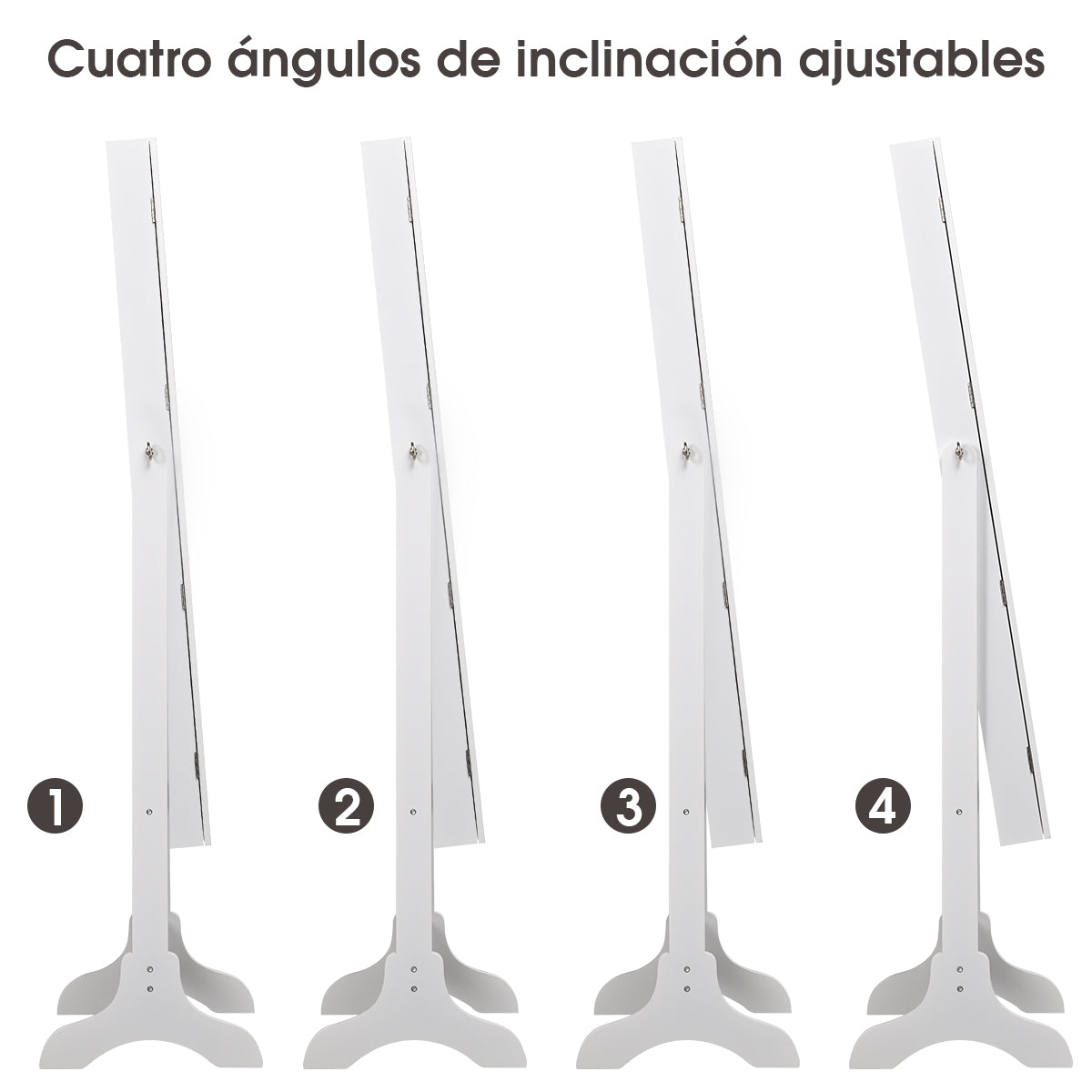 Armario Joyero con 14 Luces LED y 2 Cajones Regulable en 4 Ángulos Ideal para Dormitorio Blanco 41,5 x 37 x 160 cm