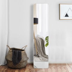 Espejo de Cuerpo Entero para Apoyar o Colgar a la Pared con Estructura de Madera y Ángulos Redondeados Blanco 37 x 45 x 160 cm