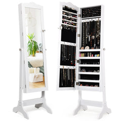 Armario Joyero con Ángulo Regulable Diseño Vertical Aspecto Puede Cerrar con Llave Blanco 160 x 45 x 37 cm