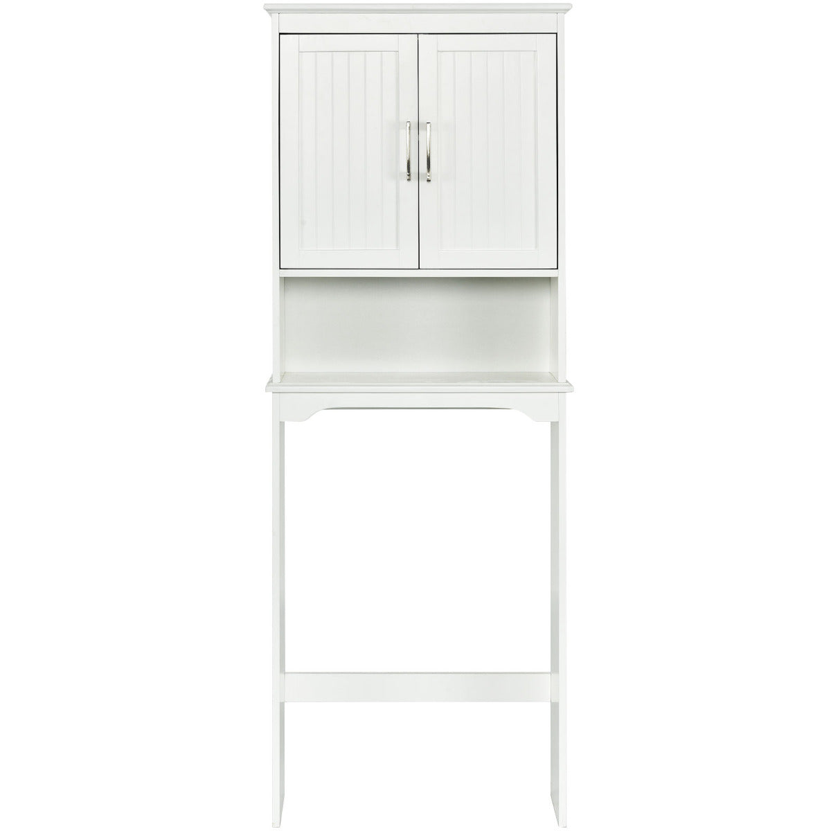 Armario Arriba del Inodoro Organizador con Doble Puertas 3 Repisas Regulables Estante para Baño Lavanderia Blanco 63 x 23 x 168 cm