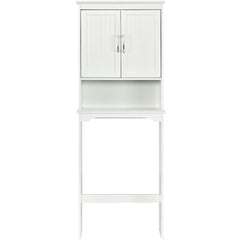 Armario Arriba del Inodoro Organizador con Doble Puertas 3 Repisas Regulables Estante para Baño Lavanderia Blanco 63 x 23 x 168 cm