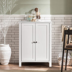 Armario del Baño Organizador Vertical con Doble Puerta y Repisa Regulable Mueble Moderno para Casa 60 x 30 x 80,5 cm Blanco