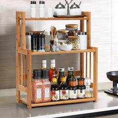Especiero en Bambú con 3 Niveles Repisas Abiertas y Superficie Impermeable para Cocina Baño y Dormitorio 41,5 x 18 x 50 cm