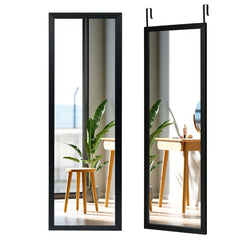 Espejo de Cuerpo Entero Montado en la Pared con Ganchos Espejo de Maquillaje para Puerta Dormitorio Salón Vestuarios Negro 120 x 37 cm