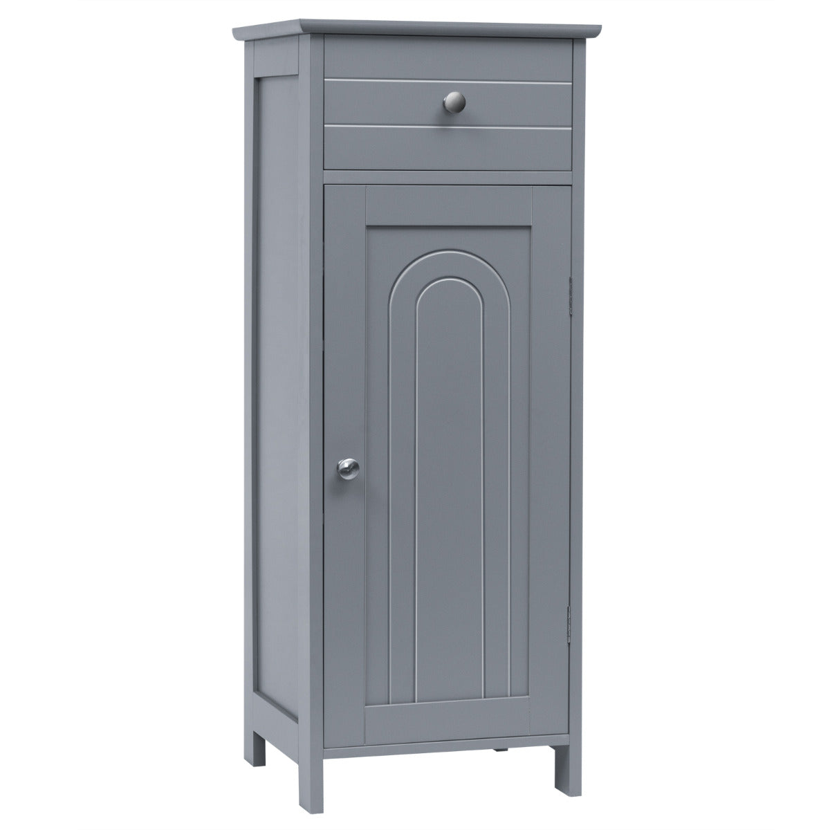 Armario del Baño Organizado Vertical con Puerta Individual 1 Cajón Grande 2 Repisas Regulables para Baño Salón Gris 35,6 x 30,5 x 88 cm