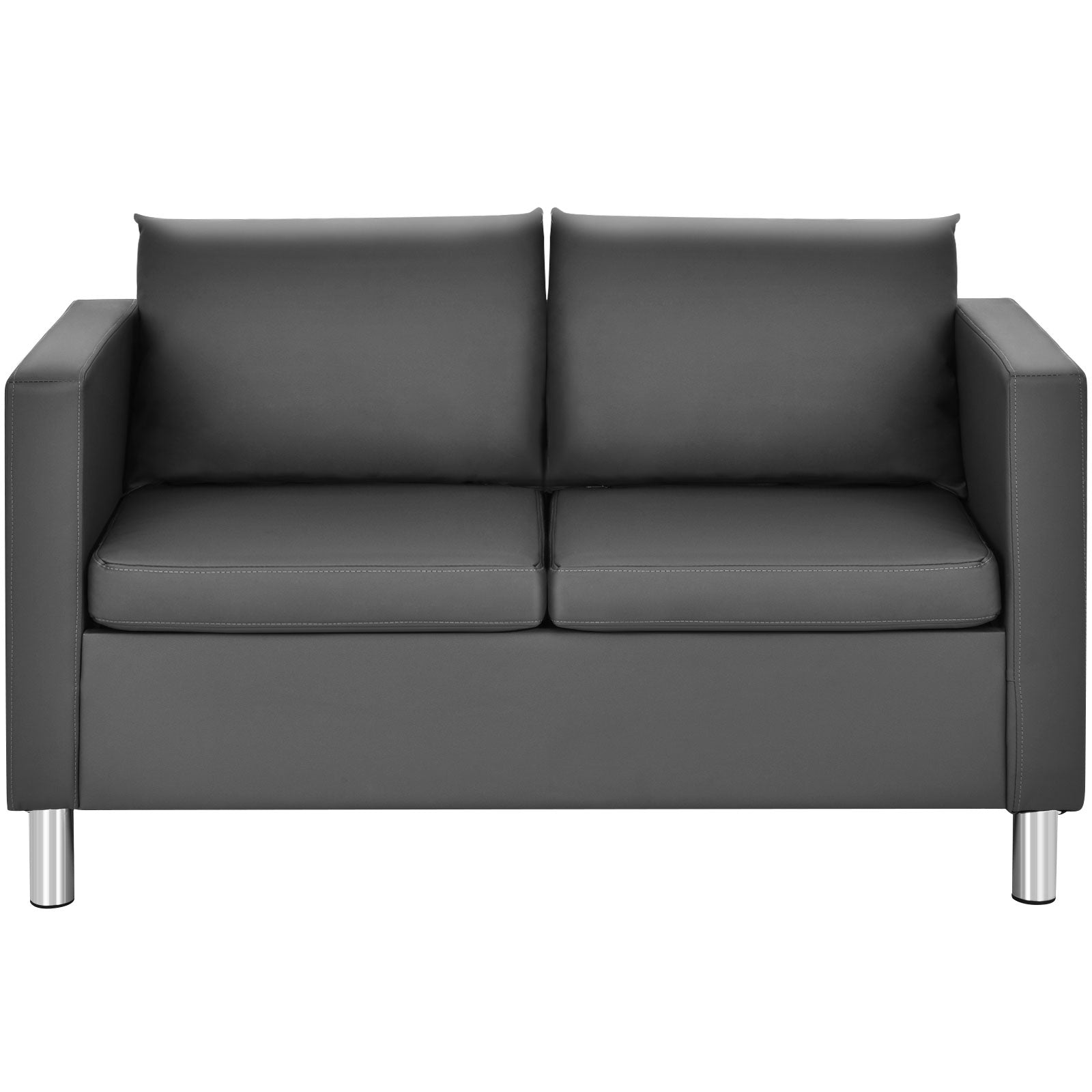 Sofá Moderno de 2 Plazas en Símil-Cuero PU con Cojín Blando Convertible en Sofá Cama Perfecto para Casa y Oficina Gris 120 x 60 x 62,5 cm