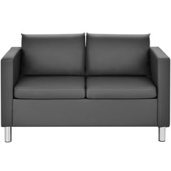 Sofá Moderno de 2 Plazas en Símil-Cuero PU con Cojín Blando Convertible en Sofá Cama Perfecto para Casa y Oficina Gris 120 x 60 x 62,5 cm