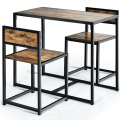 Set con Mesa Compacta y 2 Sillas con Estructura de Metal para Pequeños Espacios Cocina Comedor Bistró Antiguo