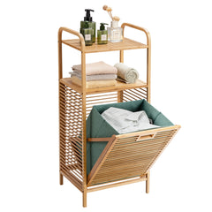 Cesta Inclinada de la Ropa Sucia Estante de Bambú para Lavandería Ideal para Baño Lavandería y Armario Natural 40,5 x 33 x 95,5 cm
