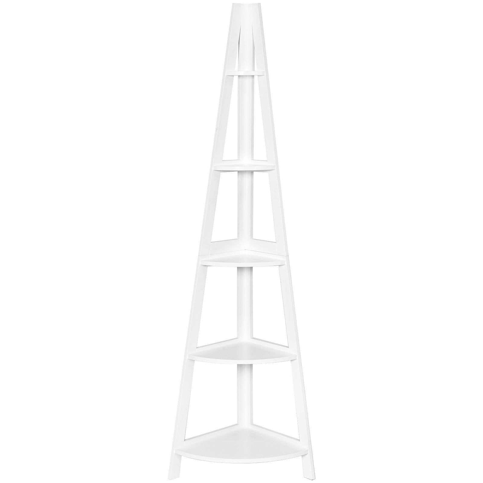 Estante Angular con Forma de Escalera con 5 Niveles para Ornamentos Libros Plantas Blanco 39 x 39 x 175 cm
