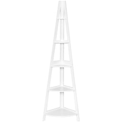 Estante Angular con Forma de Escalera con 5 Niveles para Ornamentos Libros Plantas Blanco 39 x 39 x 175 cm