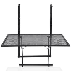 Repisa de Hierro para Colgar Mesa Plegable para Barandilla con 5 Niveles Regulables en Altura Negro 60,5 x 40,5 x 61,5-82,5 cm