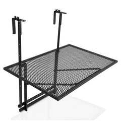 Repisa de Hierro para Colgar Mesa Plegable para Barandilla con 5 Niveles Regulables en Altura Negro 60,5 x 40,5 x 61,5-82,5 cm