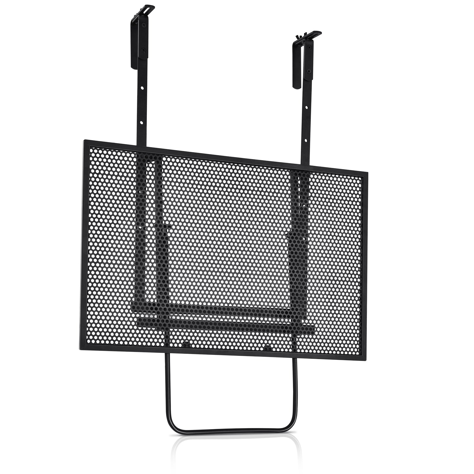 Repisa de Hierro para Colgar Mesa Plegable para Barandilla con 5 Niveles Regulables en Altura Negro 60,5 x 40,5 x 61,5-82,5 cm