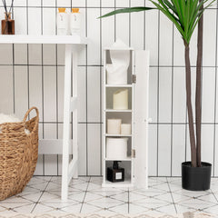 Armario Vertical de Almacenaje Porta Papel Higiénico y Pañuelos 4 Niveles Repisas para Dormitorio Salón Baño Blanco 17 x 16 x 69 cm
