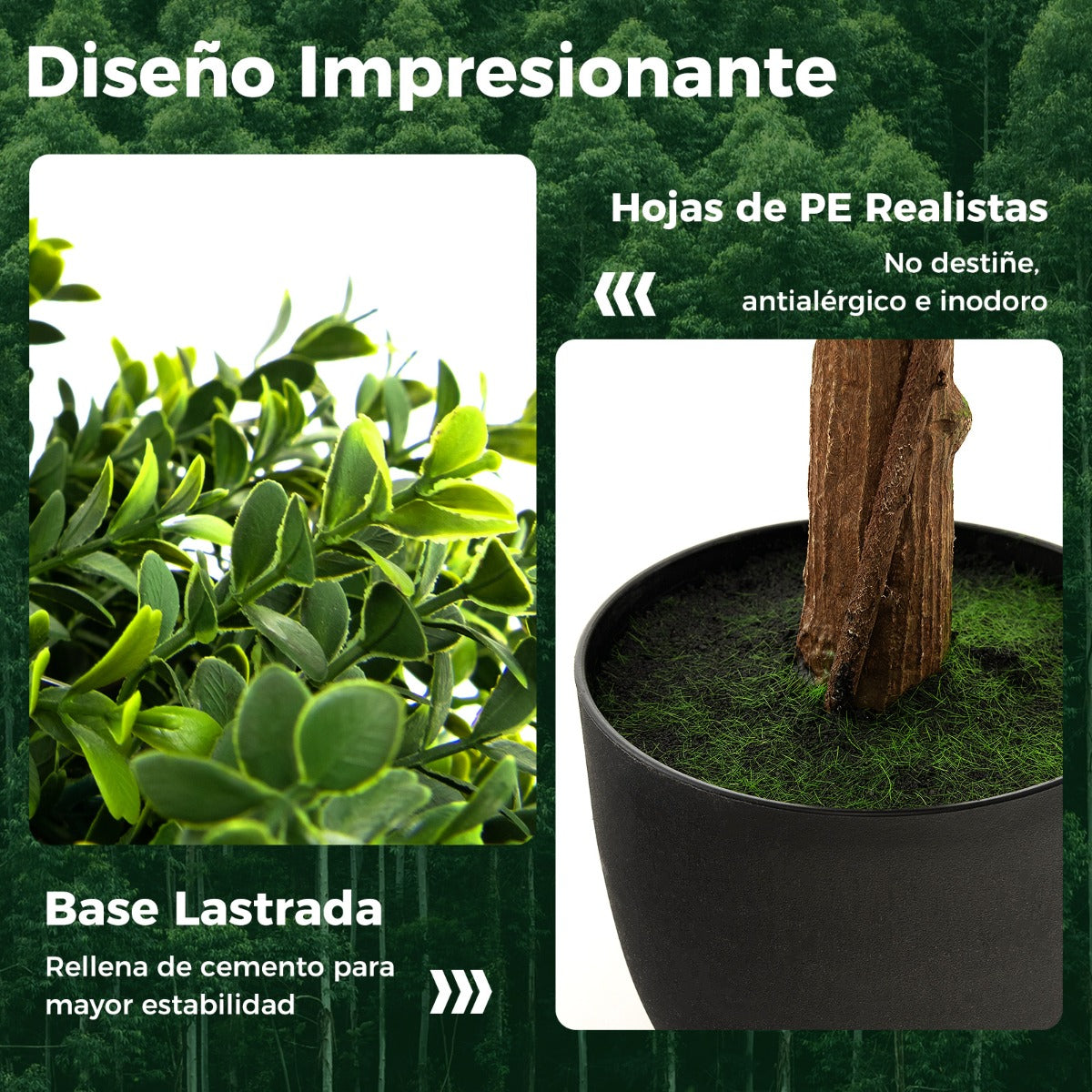 100 cm Árbol Artificial de Boj con Maceta Plantas Falsas Resistentes a los Rayos UV Decoración Interior y Exterior de Hogar y Jardín