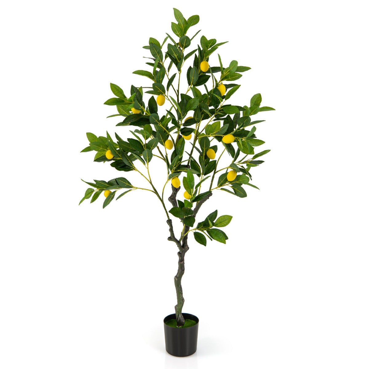 Limonero Artificial de 120 cm Planta de Limón Falsa con Frutas Maceta de Cemento Decoración para Interior Hogar Salón Oficina