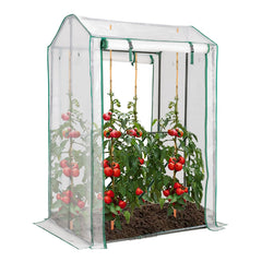 Invernadero de Jardín con 2 Puertas de Cremallera Enrollables Cobertura en PE Duradera y 8 Hoyos Estructura en Acero 100 x 81 x 150 cm