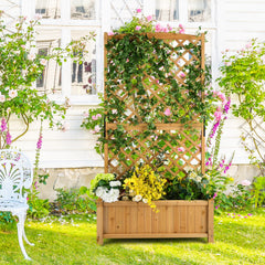 Jardinera Elevado con Caja de Cultivo y Orificios de Drenaje Macetero Vertical de Madera de Pie de 180 cm para Patio y Jardín Naranja