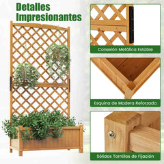 Jardinera Elevado con Caja de Cultivo y Orificios de Drenaje Macetero Vertical de Madera de Pie de 180 cm para Patio y Jardín Naranja
