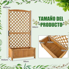 Jardinera Elevado con Caja de Cultivo y Orificios de Drenaje Macetero Vertical de Madera de Pie de 180 cm para Patio y Jardín Naranja