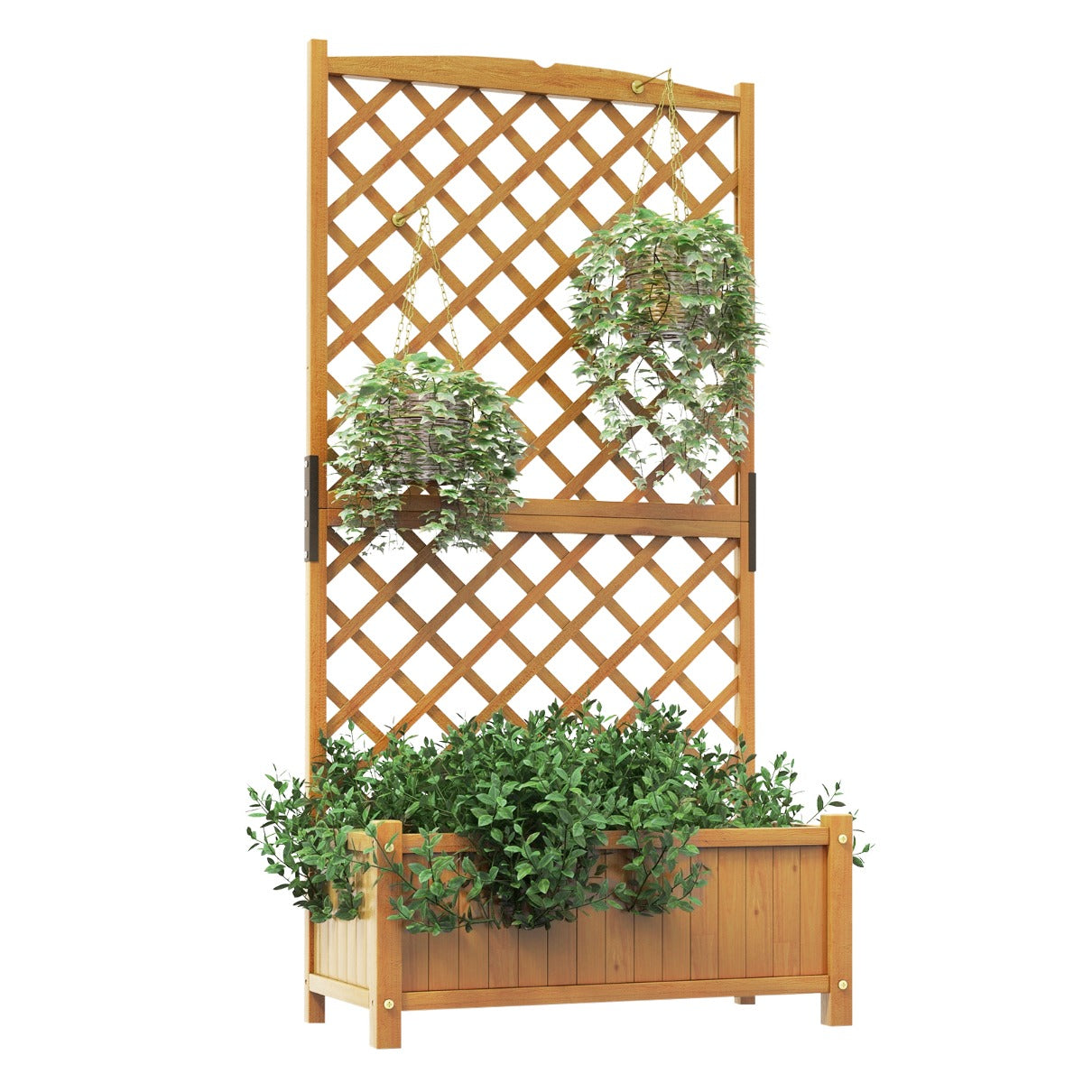 Jardinera Elevado con Caja de Cultivo y Orificios de Drenaje Macetero Vertical de Madera de Pie de 180 cm para Patio y Jardín Naranja