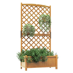 Jardinera Elevado con Caja de Cultivo y Orificios de Drenaje Macetero Vertical de Madera de Pie de 180 cm para Patio y Jardín Naranja